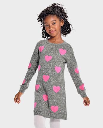 Robe pull coeur pour fille