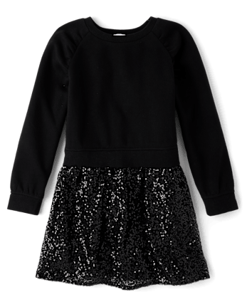 Girls Sequin Sweatshirt Dress