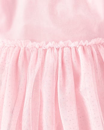 Girls Cross Back Glitter Velour Tutu Dress