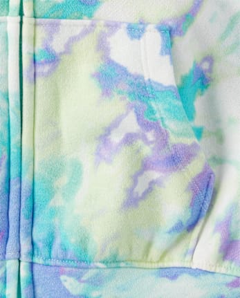 Girls Tie Dye Fleece Zip Up Hoodie