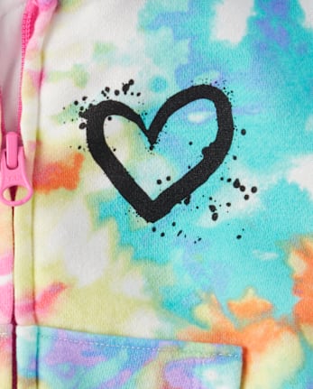 Girls Active Long Sleeve Tie Dye Fleece Zip Up Hoodie MULTI The Children s Place