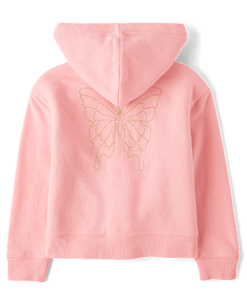 Fille Paillettes molleton Sherpa Lined Zip Up Kangourous