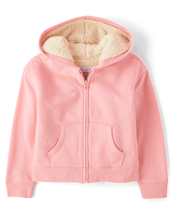 Sequin bling sherpa lined hood campus pullover online