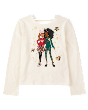 Girls Sequin Bar Back Graphic Top