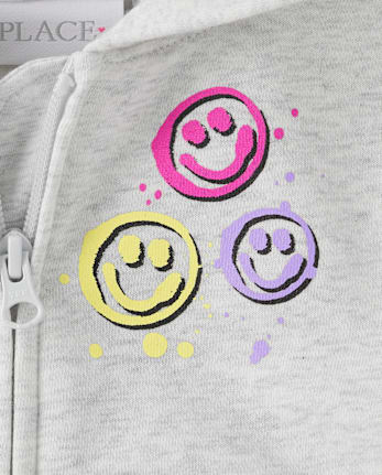 Fille imprimé molleton Zip Up Kangourous