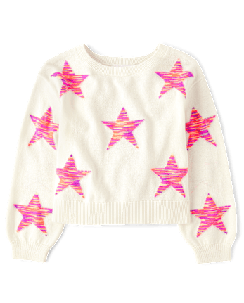 Girls Space Dye Star Sweater