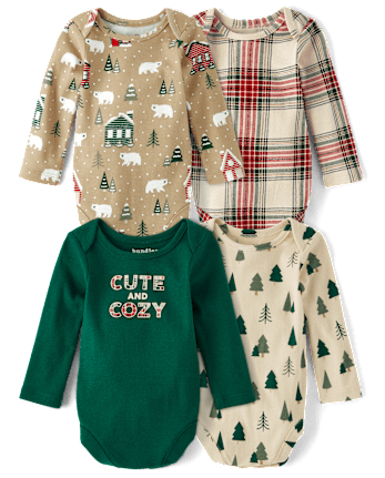 Baby Boys Plaid Bodysuit 4-Pack