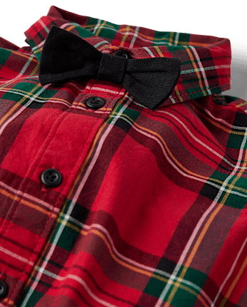 Baby Boys Matching Family Plaid Poplin 2-Piece Outfit Set