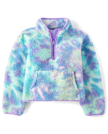 Girls Print Sherpa Half Zip Pullover