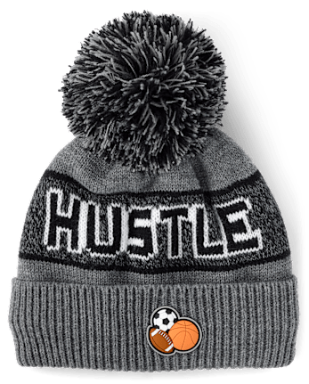 Boys Hustle Pom Pom Beanie