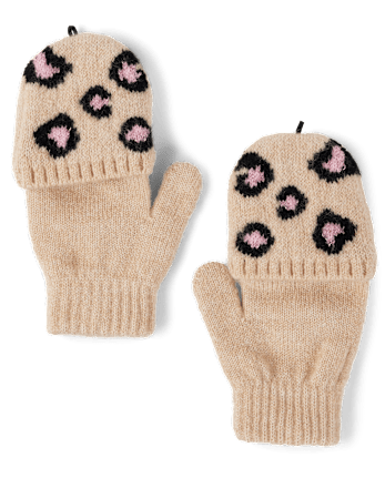 Girls Intarsia Leopard 2-Piece Cold Weather Set