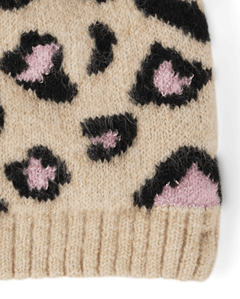 Girls Intarsia Leopard 2-Piece Cold Weather Set