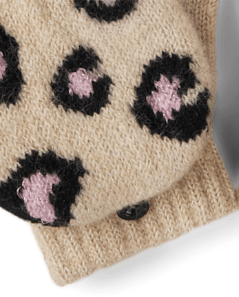 Girls Intarsia Leopard 2-Piece Cold Weather Set