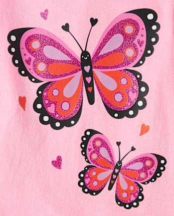 Baby And Toddler Girls Pink Butterflies Graphic Tee