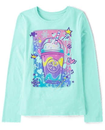 Girls Winter Tie-Dye Drink Graphic Tee