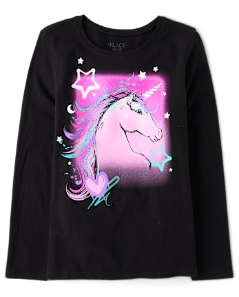 Girls Unicorn Stars Graphic Tee