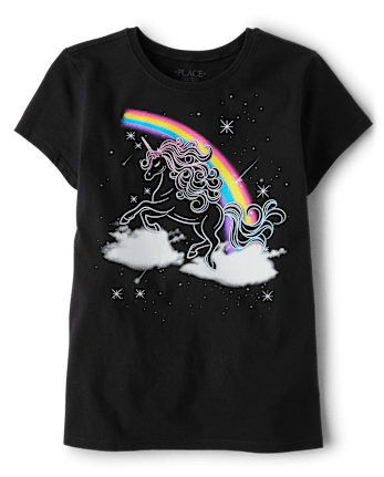 Girls Rainbow Unicorn Graphic Tee