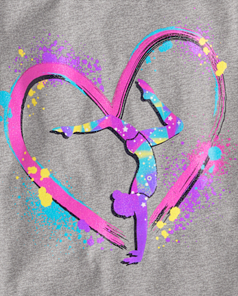 Girls Gymnast Heart Graphic Tee