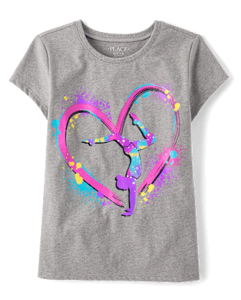 Girls Gymnast Heart Graphic Tee