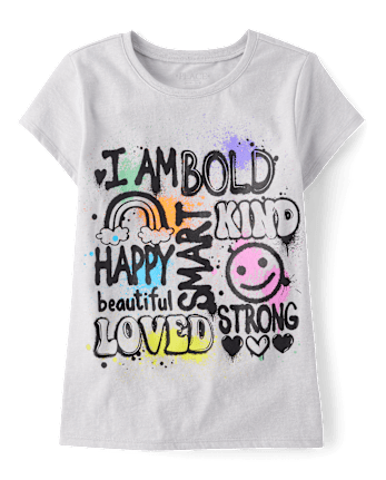 Girls Positive Words Graphic Tee