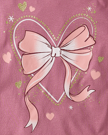 Girls Heart Bow Graphic Tee