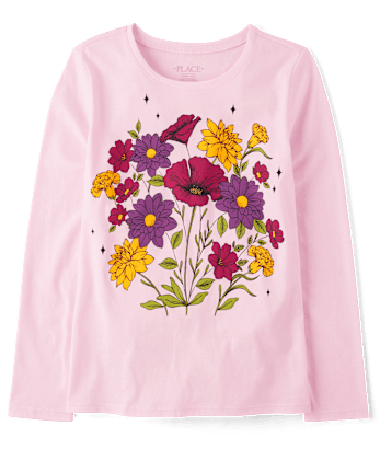 Girls Flowers Graphic Tee