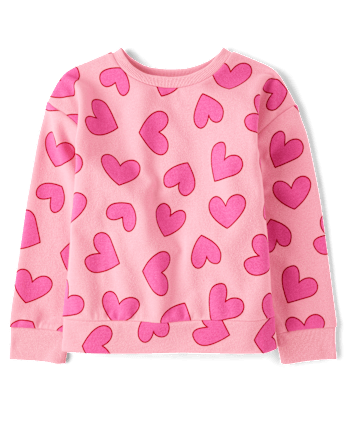 Sweat-shirt polaire à motif cœur pour fille