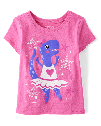 Baby And Toddler Girls Dino Ballerina Graphic Tee