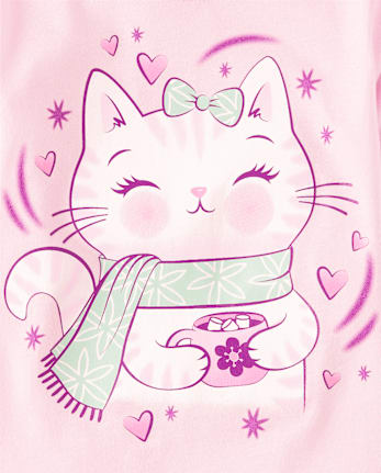 Bébé And tout-petit, fille Cat Hot Cocoa T-shirt imprimé