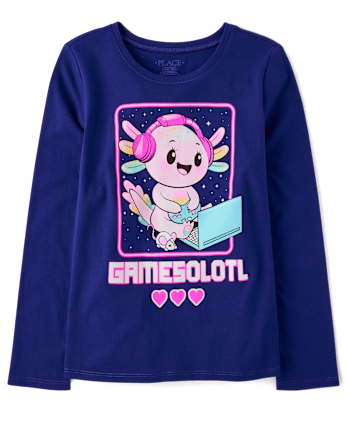 Girls Gamer Axolotl Graphic Tee