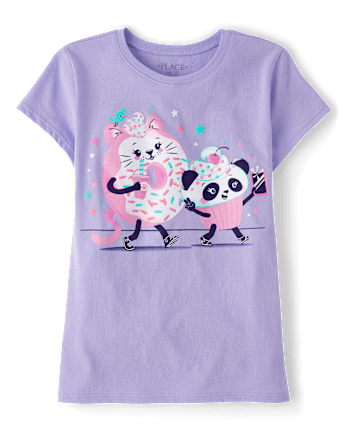 Girls Animal Dessert Graphic Tee