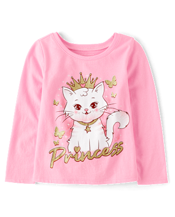 Baby And Toddler Girls Princess Cat Graphic Tee