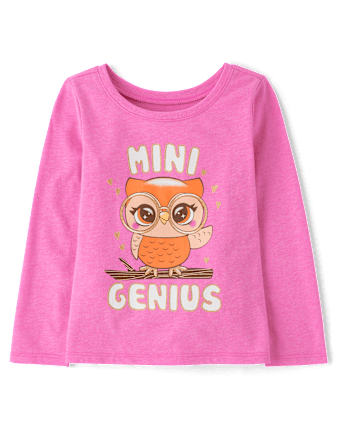 Baby And Toddler Girls Genius Owl Graphic Tee
