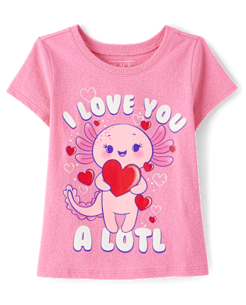 Baby And Toddler Girls Valentine's Day Axolotl Graphic Tee