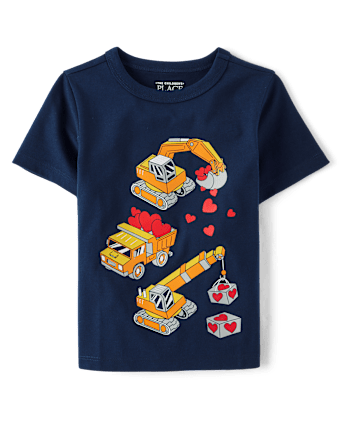 Baby And Toddler Boys Valentine's Day Construction Graphic Tee