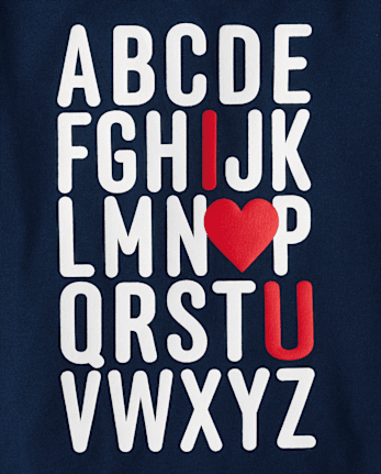 Baby And Toddler Boys Valentine's Day Love You Alphabet Graphic Tee