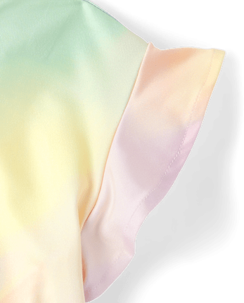 Toddler Girls Quick Dry Rainbow Marble Top