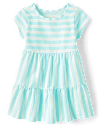 Baby And Toddler Girls Striped Tiered Dress