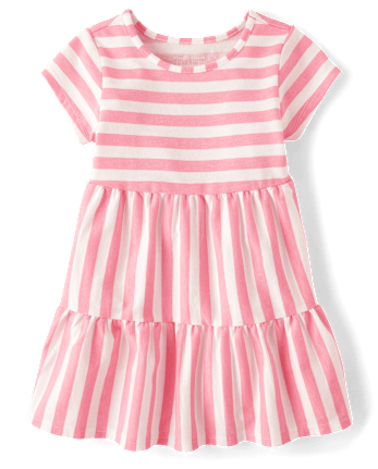 Baby And Toddler Girls Striped Tiered Dress