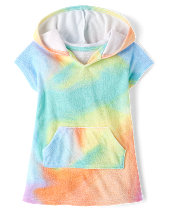 Baby And Toddler Girls Rainbow Marble Terry Swim Cover-Up