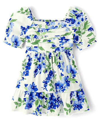 Toddler Girls Mommy And Me Floral Pleated Ruffle Dress