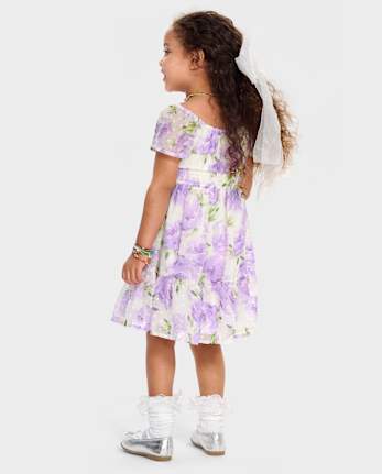 Baby And Toddler Girls Mommy And Me Floral Chiffon Ruffle Dress