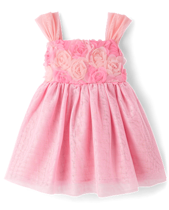 Bébé Et tout-petit, fille 3D Rosette Maillage Robe évasée