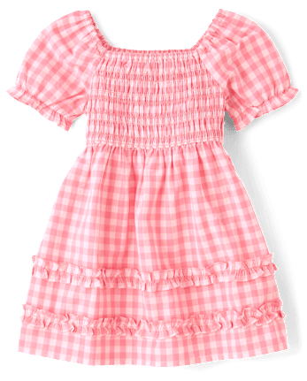 Toddler Girls Mommy And Me Gingham Poplin Smocked Ruffle Dress