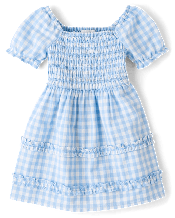 Toddler Girls Mommy And Me Gingham Poplin Smocked Ruffle Dress