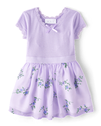 Baby And Toddler Girls Floral Ribbed Fit And Flare Dress