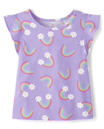 Baby And Toddler Girls Rainbow Floral Flutter Top