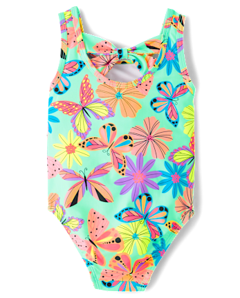 Baby And Toddler Girls Butterfly Bow Back One Piece Swimsuit