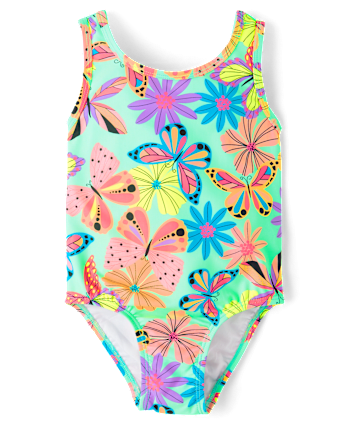 Baby And Toddler Girls Butterfly Bow Back One Piece Swimsuit