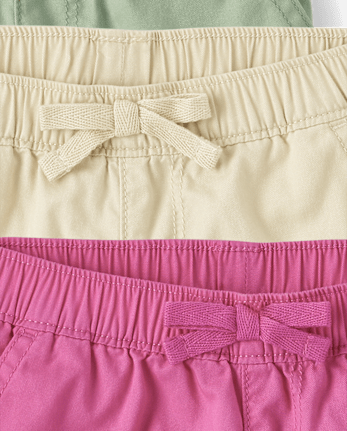 Toddler Girls Twill Pull On Shorts 4-Pack